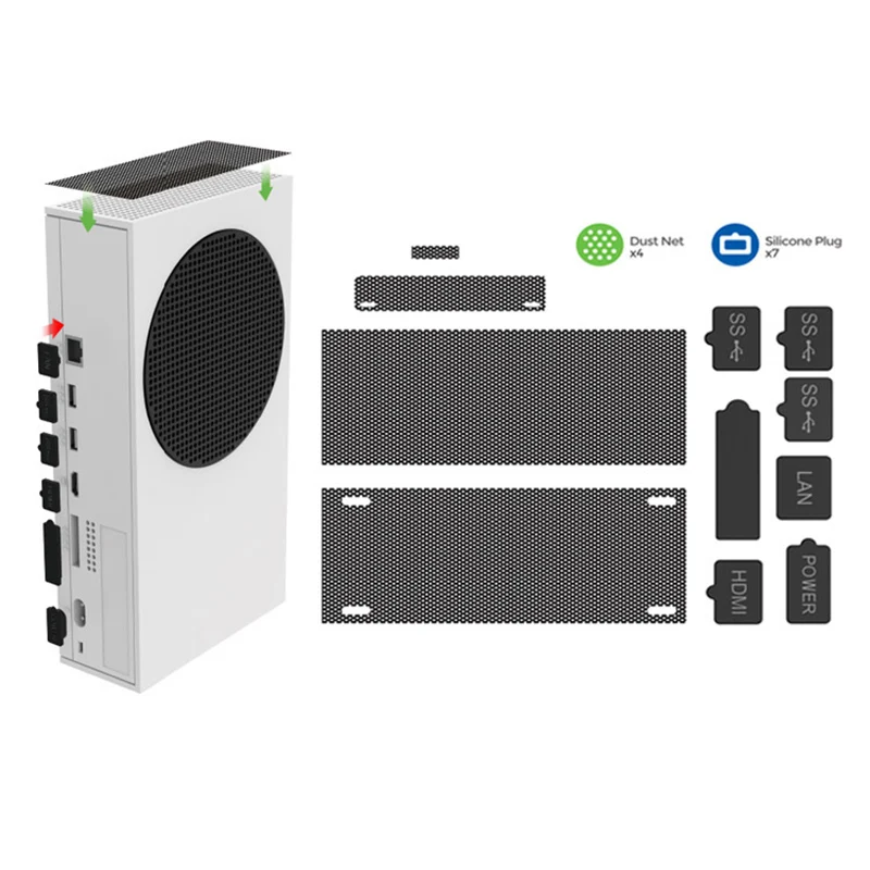 Funda 11 en 1 a prueba de polvo, Kits de paquete de tapón de malla para consola de juegos Xbox Series S X, cubierta de prevención de silicona, Kit a prueba de polvo