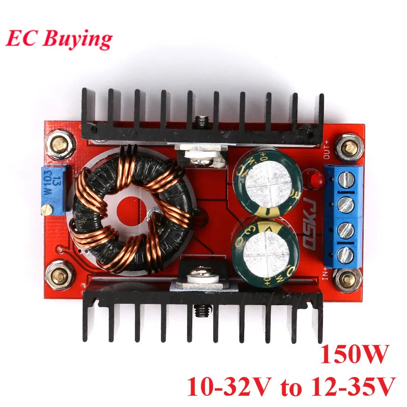 Convertidor de refuerzo de 120W, 150W, DC-DC 10A, 10-32V a 12-35V, 10-32V a 35-60V, módulo de potencia del cargador de voltaje elevador, LED para coche/vehículo - imagen 5