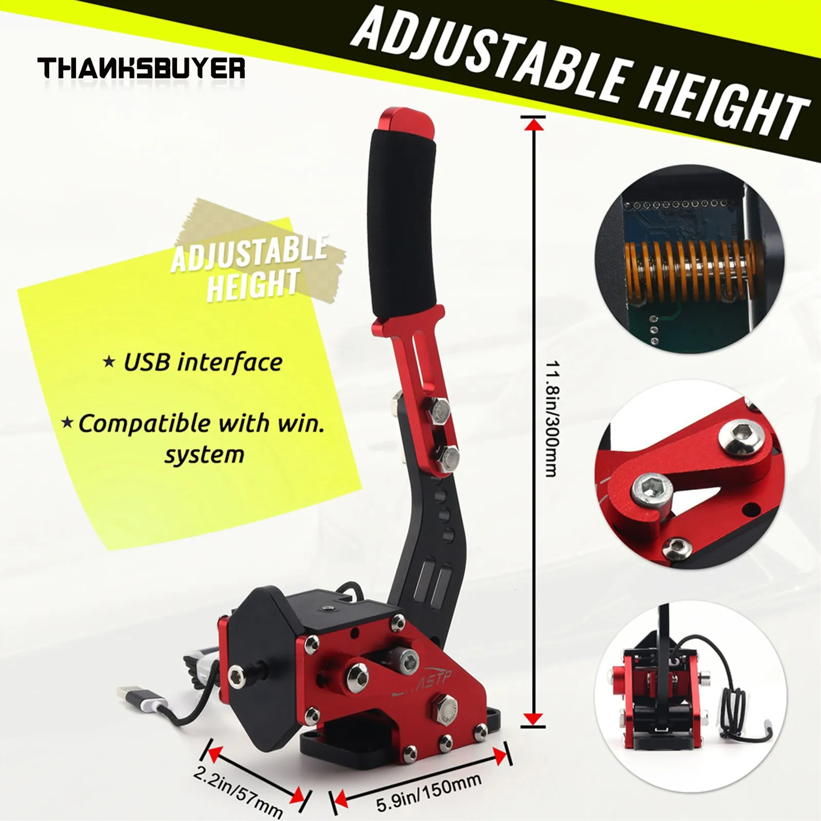 Sistema de frenos USB freno de mano para Rally para Logitech G29/G27/G25 PC 64bit Sensor Hall USB SIM Racing para juegos de carreras T300 T500 - imagen 2