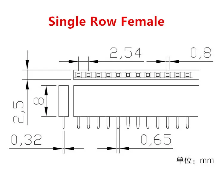 Rojo, verde, azul, amarillo, blanco, negro, paso de 2,54mm, fila única hembra/aguja de fila, 2 ~ 40P, placa de enchufe PCB, tira de conector de pines - imagen 5