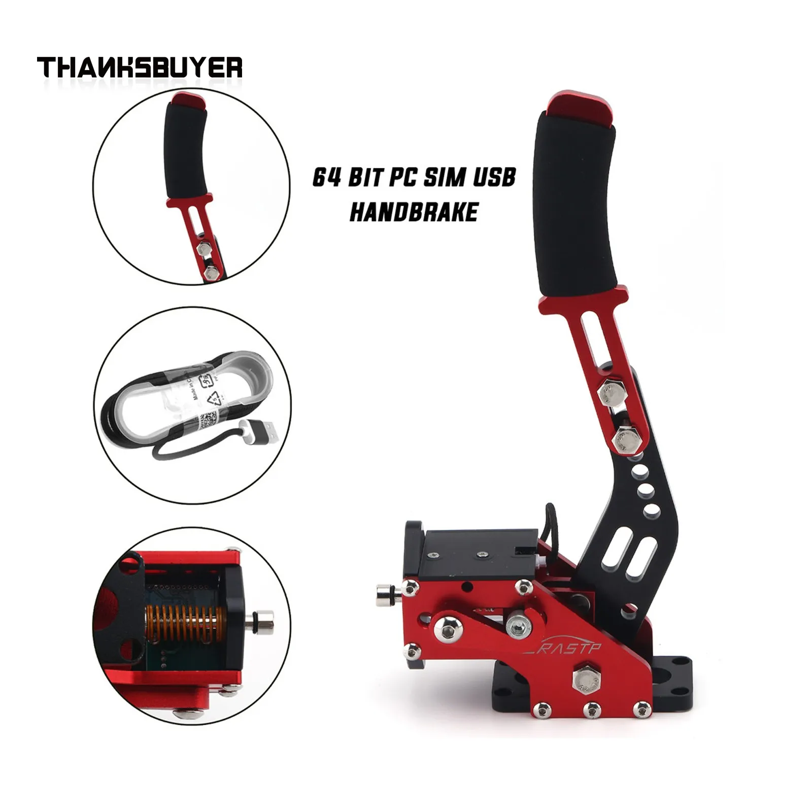 Sistema de frenos USB freno de mano para Rally para Logitech G29/G27/G25 PC 64bit Sensor Hall USB SIM Racing para juegos de carreras T300 T500 - imagen 3