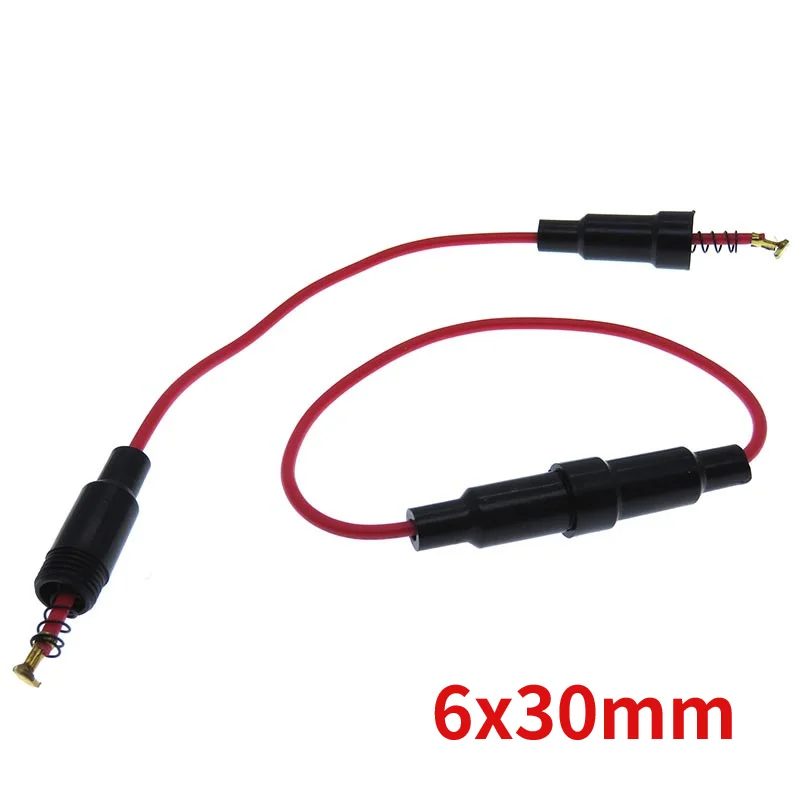 Soporte de fusible de vidrio, tipo de tornillo con Cable de alambre de 22 AWG, 250V, tubo portafusible, caja de fusibles, 6x30mm, 5 uds.