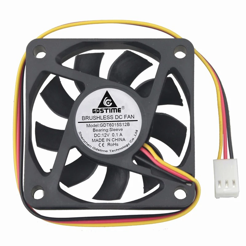 5 piezas LOTE Gdstime 6015 60 mm 6 cm 60x15 mm DC 12 V 3 pines ventilador de refrigeración sin escobillas