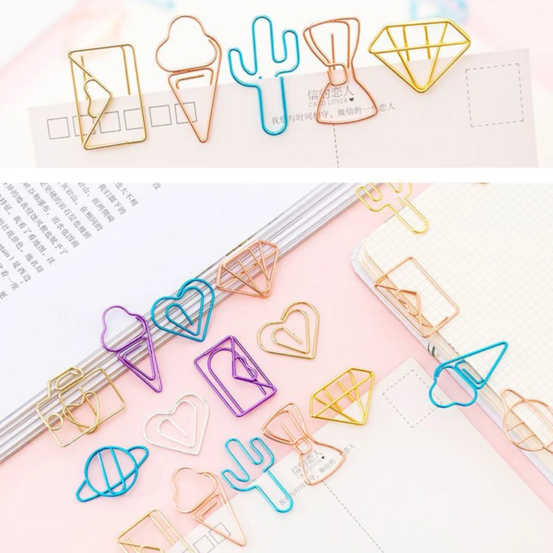 10 unids/pack Cactus estrella hielo crema Mini Clips de papel papelería de Kawaii Metal borrar Clips fotos entradas notas carta - imagen 2