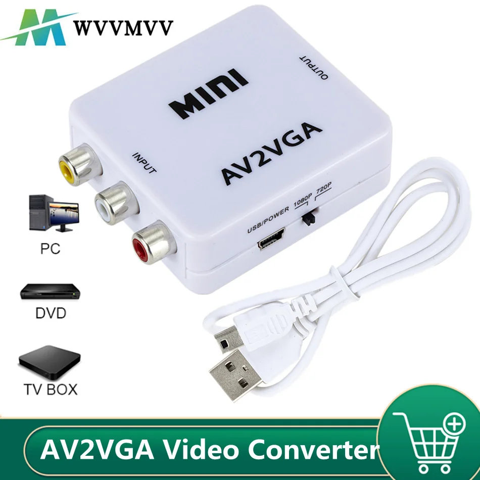 Convertidor AV RCA a VGA con Audio 3,5mm para PC - imagen 3