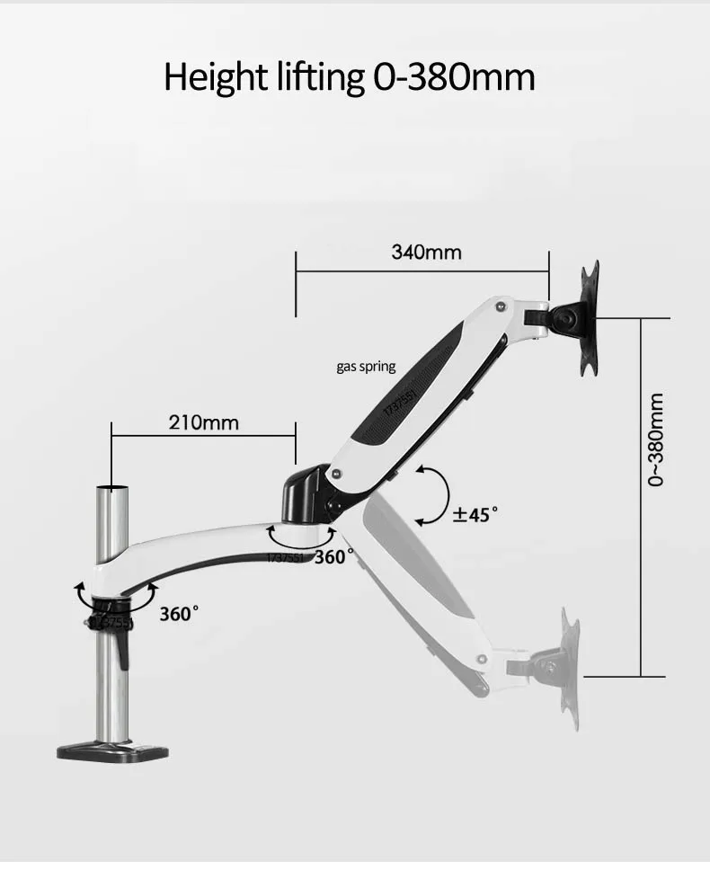 GM124U-D-soporte Multimedia para MoniTor de escritorio, brazo Dual de 10-27 pulgadas, para ordenador portátil, de movimiento completo - imagen 4