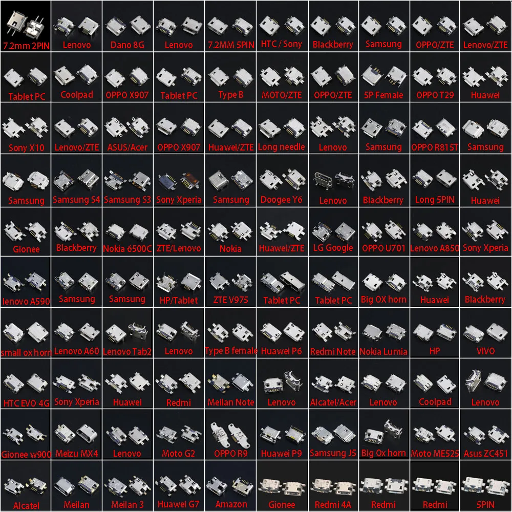YuXi-Conector Micro USB para Samsung, Huawei, Xiaomi, Redmi, ASUS, SONY, Lenovo, HP, HTC, ZTE, OPPO, Meizu, etc., modelos 100 - imagen 4