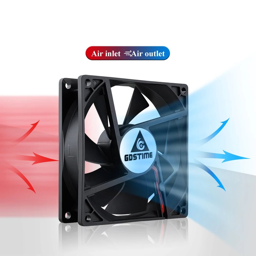 Gdstime-ventilador de refrigeración de CC sin escobillas, 90mm, 5V, 12V, 24V, 2 pines, 3 pines, USB, 92mm x 92mm x 25mm, carcasa de PC, radiador de escape, 9225, 9cm - imagen 2