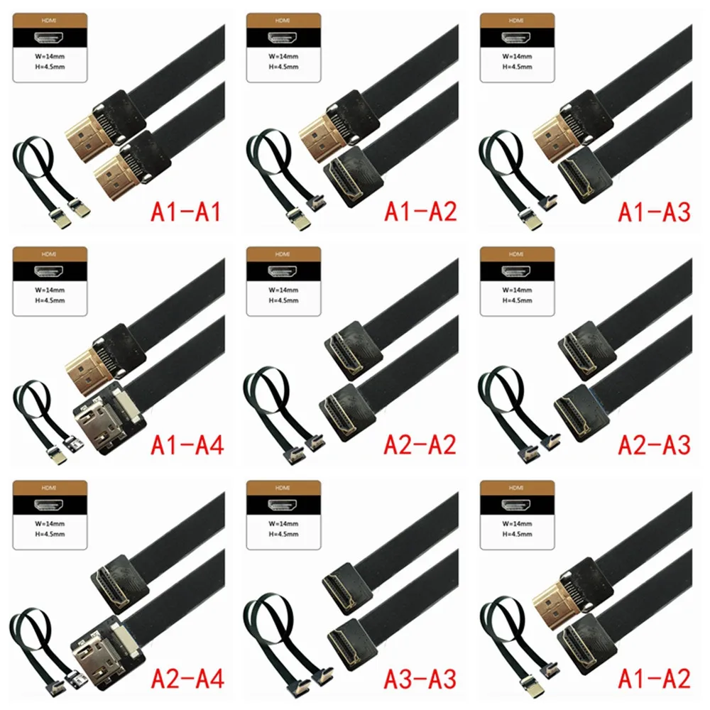 Adaptador FPV hembra a macho HD, adaptador de 90 grados hacia arriba y abajo, cinta FPC de 10CM, Cable de extensión plano HDTV, Pitch 20PIN