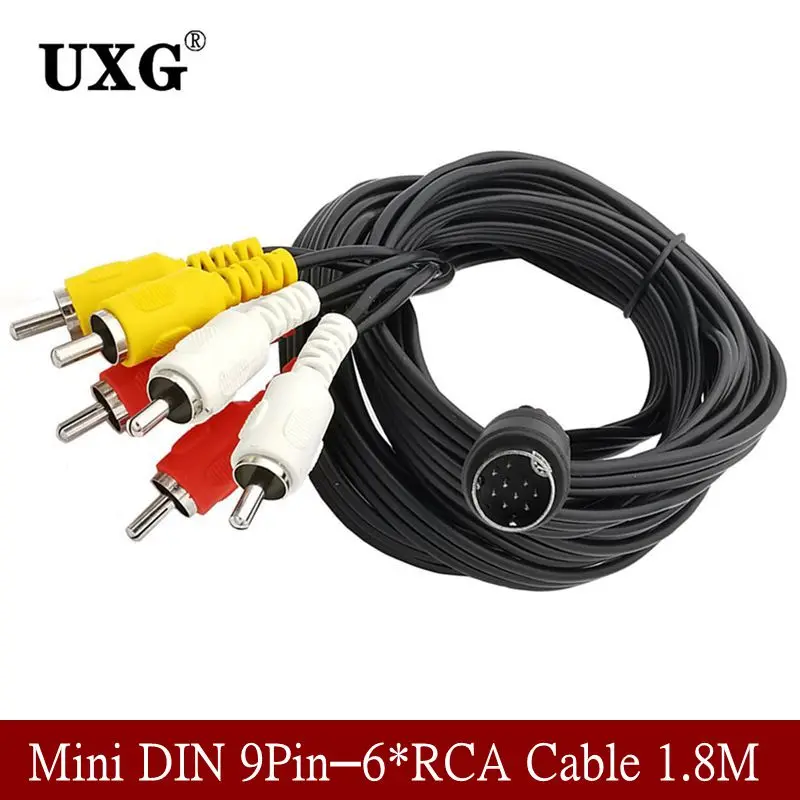 Mini Cable de Audio y Video para decodificador, equipo de monitoreo, proyector de pantalla, 9 pines a 6 RCA