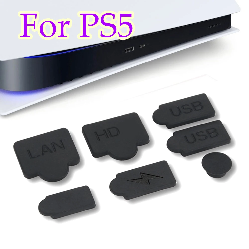 Juego de tapones antipolvo de silicona para consola PS5, interfaz USB compatible con HDMI, tapa antipolvo, 1 Juego - imagen 3