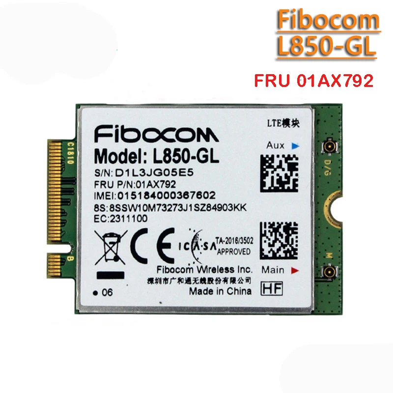 Fibocom-Kit de módulo L850-GL FRU 01AX792 LTE Cat9, bandeja SIM, antena para ordenador portátil Thinkpad L480 L490 - imagen 2