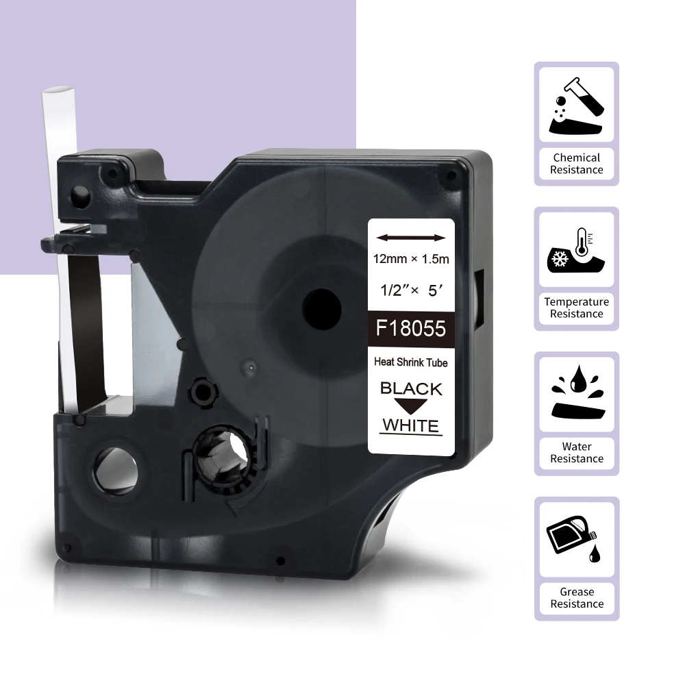 Tubo termorretráctil Compatible con Dymo de 6-24mm, cinta Dymo Rhino 18055 18053 18057 18051 para impresora de etiquetas Dymo Rhino 4200 5000 5200 - imagen 2