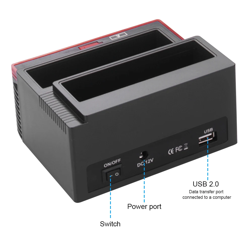 DeepFox-estación de acoplamiento para disco duro SATA IDE de 2,5/3,5 pulgadas, carcasa clon de HDD, 2 puertos USB 2,0 tipo C Hub MS/M2/XD/CF/SD/lector de tarjetas TF - imagen 5