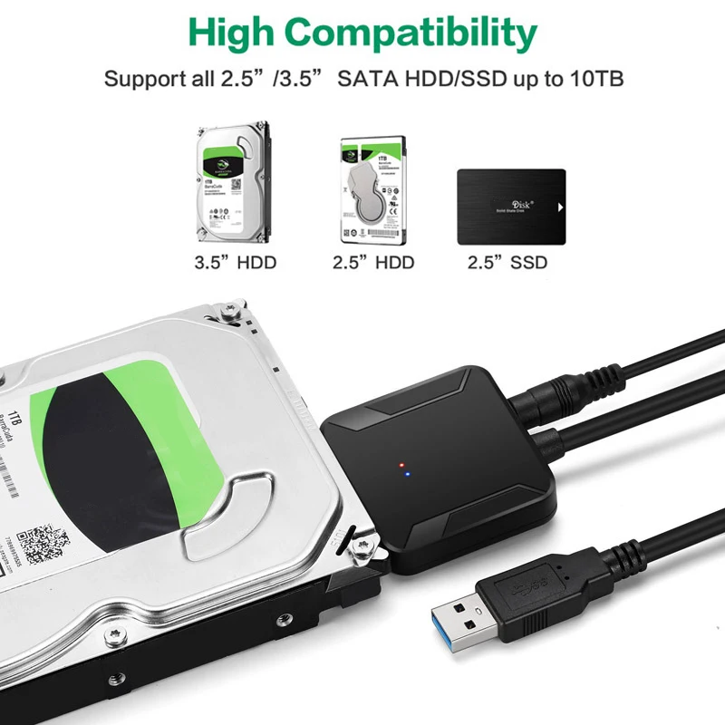 Cable USB 3,0 a Sata, accesorios de ordenador, adaptador, Cable de conversión, compatible con adaptador externo SSD HDD de 2,5/3,5 pulgadas, disco duro para ordenador portátil