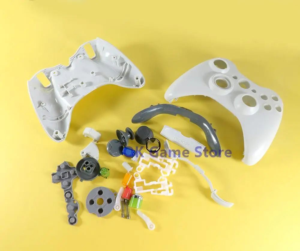 1 Juego de repuesto blanco y negro para controlador Xbox 360, carcasa completa con cable para Xbox 360 con Kit de botones, accesorios - imagen 4
