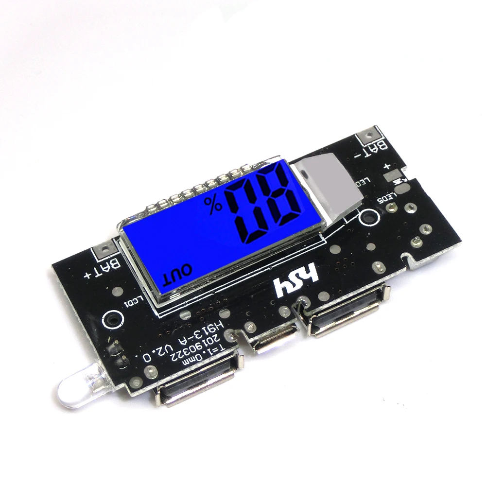 Cargador de batería USB Dual 18650, módulo de alimentación PCB, 5V, 1A, 2.1A, accesorios para banco de energía móvil para teléfono, placa de módulo LCD LED DIY - imagen 2