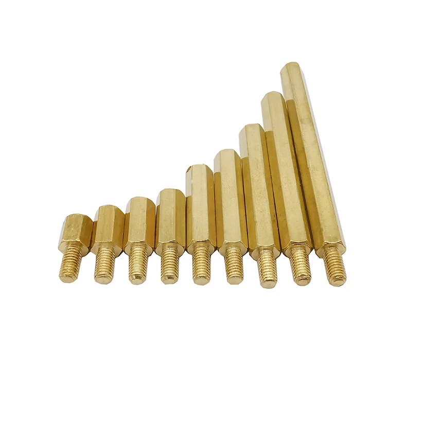 Tornillo espaciador de latón con cabeza Hexagonal, separadores de PCB, pilares huecos hexagonales M3 * 5 ~ 50mm + 6mm, M3 macho x hembra 5-50mm, 10 Uds. - imagen 4