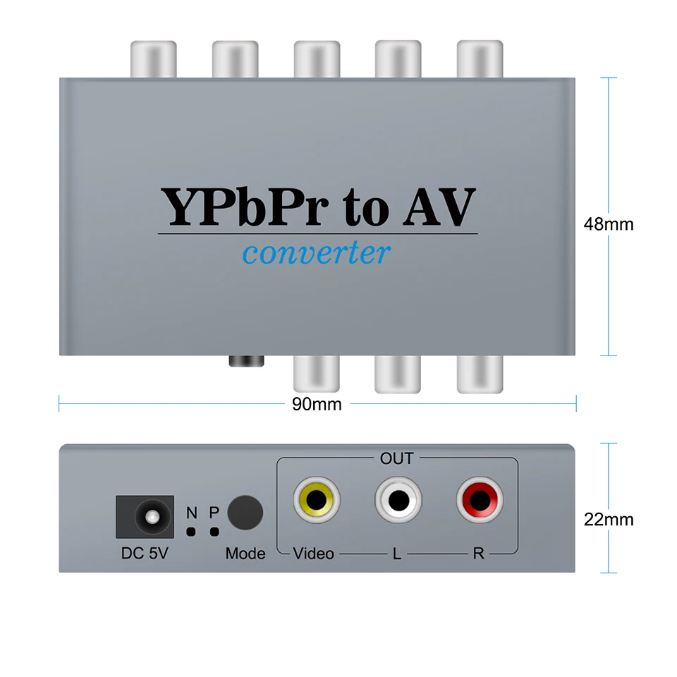 YPbPr-Convertidor de componentes a CVBS, dispositivo de 5 RCA a 3 RCA, compatible con conversión de Audio y vídeo de 1080P, TV de 1080P - imagen 4