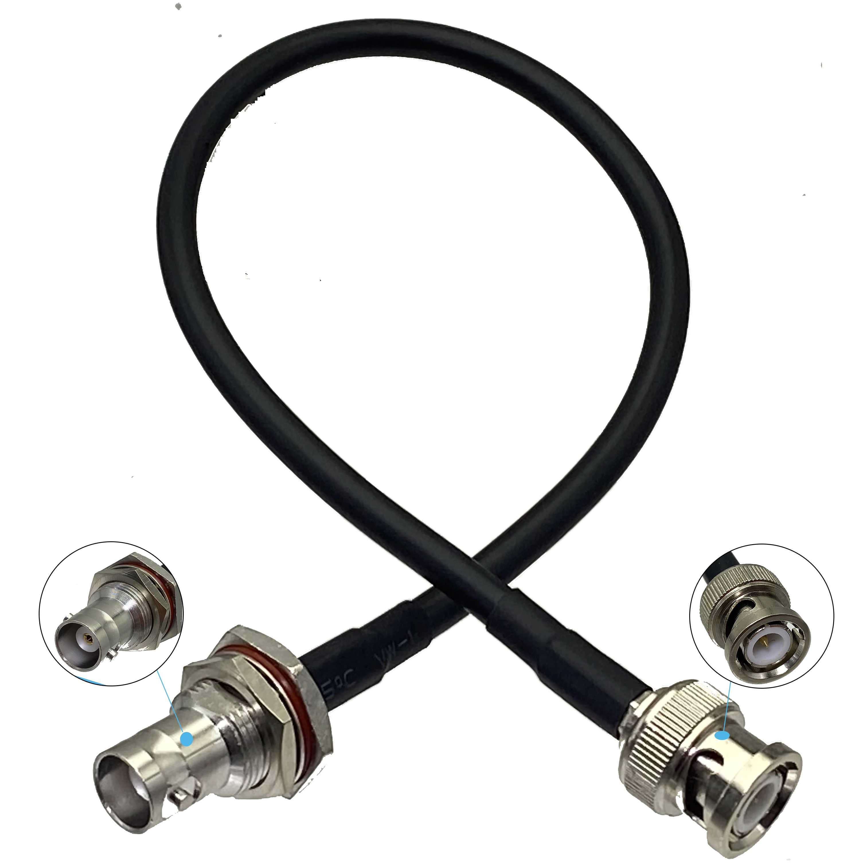 RG58 BNC Hembra Jack Mamparo Conector Macho BNC Engarzado RF Cable Coaxial Puente Pigtail Antena Radio 6 Pulgadas 20M - Vista principal del producto