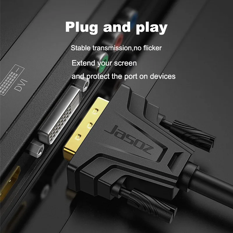 Jasoz-adaptador DVI a HDMI bidireccional, convertidor de conector de Cable macho a hembra, DVI D 24 + 1, para proyector - imagen 3