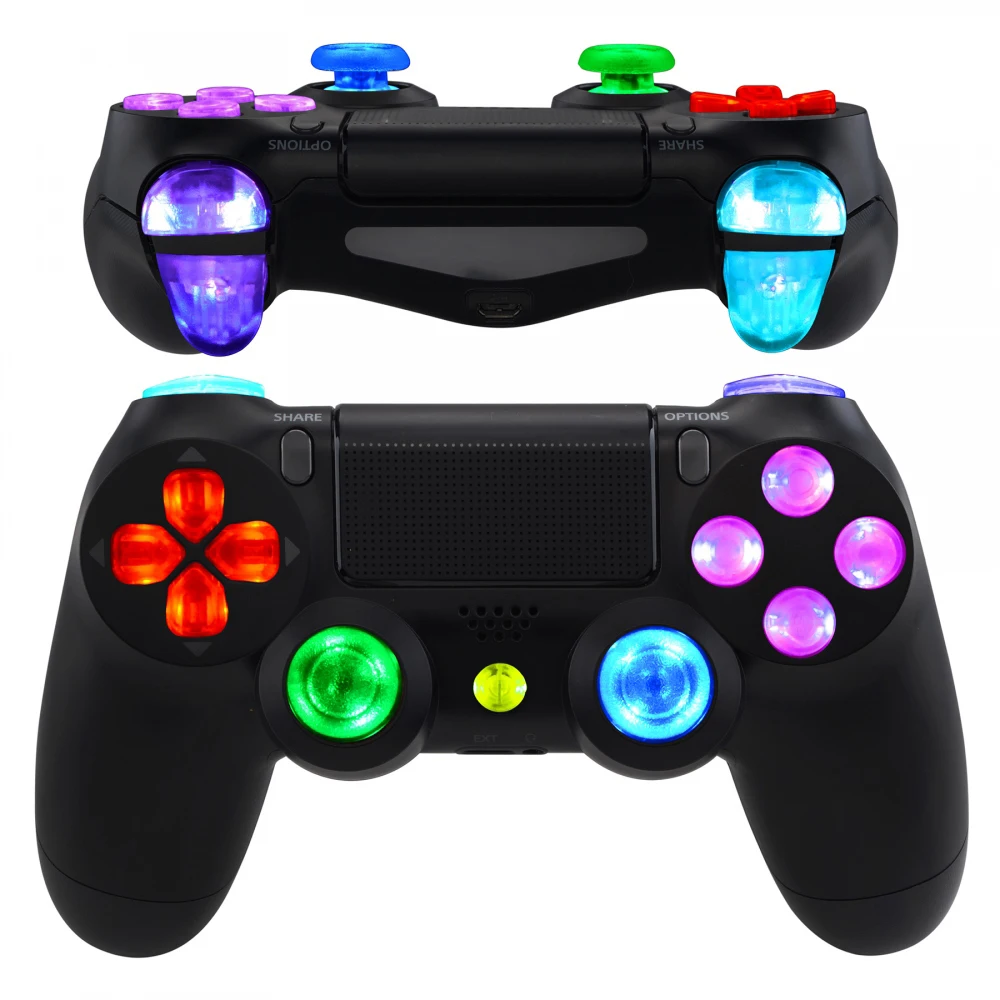 eXtremeRate Kit LED DTFS (DTF 2.0) con botones luminosos multicolores transparentes para controlador PS4 CUH-ZCT2 - Controlador NO incluido - imagen 4