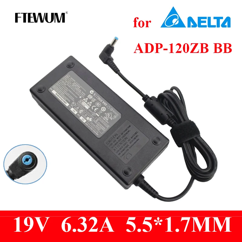 FTEWUM cargador 19V 6.32A 120W 5,5*1,7mm AC DC adaptador para ordenador portátil para Delta ADP-120ZB BB V3-772G 7745G 8935G 8940G 8942G fuente de alimentación