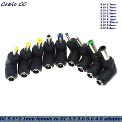 Conector alimentación CC 90 grados hembra 5,5x2,1 a macho múltiple