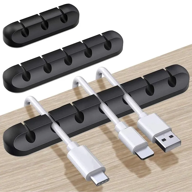 Organizador de cables de silicona, enrollador de cables USB, Clips de gestión ordenados de escritorio, soporte de cables para ratón, teclado, auriculares, organizador de cables