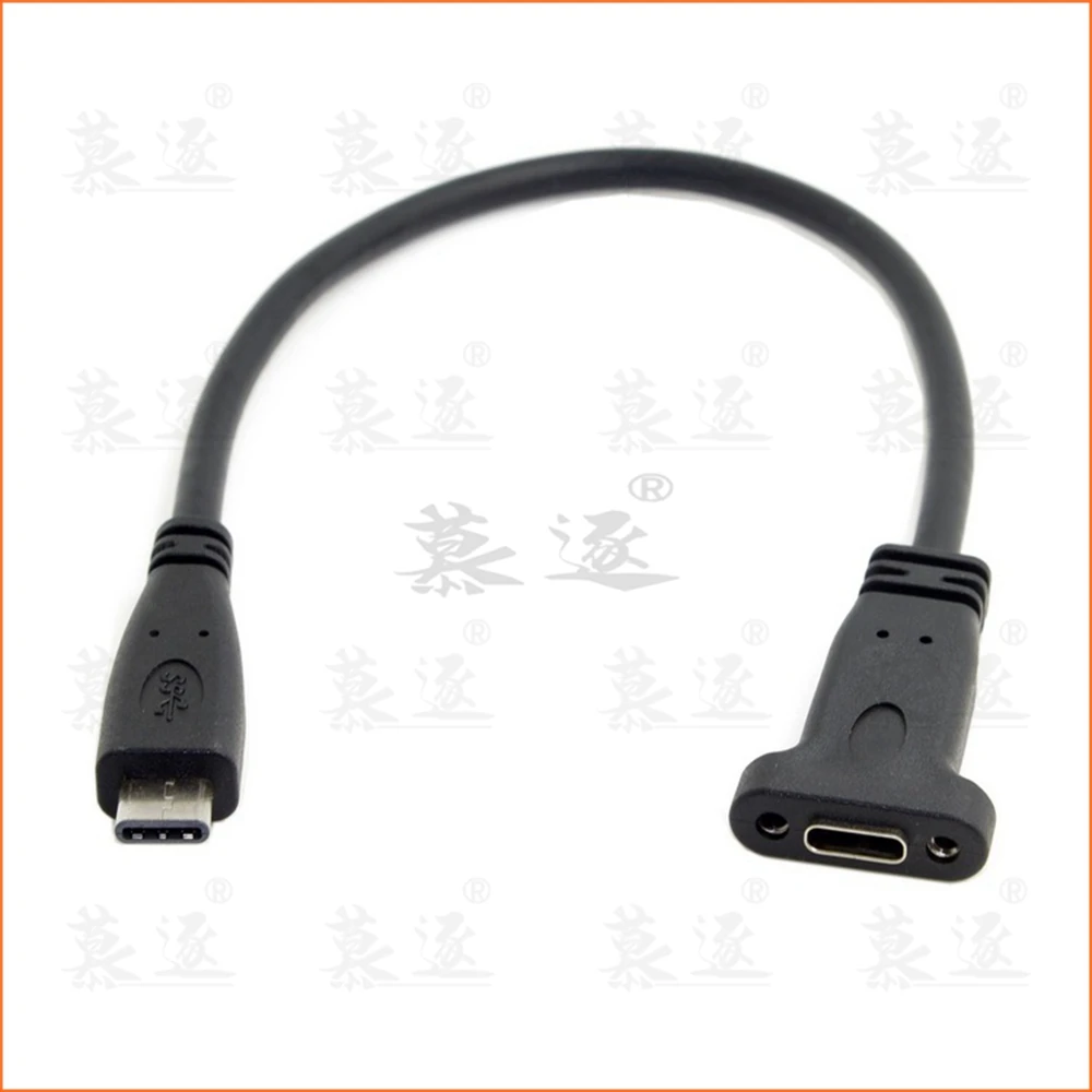 USB-C USB 3.1 tipo-c macho a hembra Cable de datos de extensión tipo C con orificio para tornillo de montaje en panel 0,2 M - imagen 5
