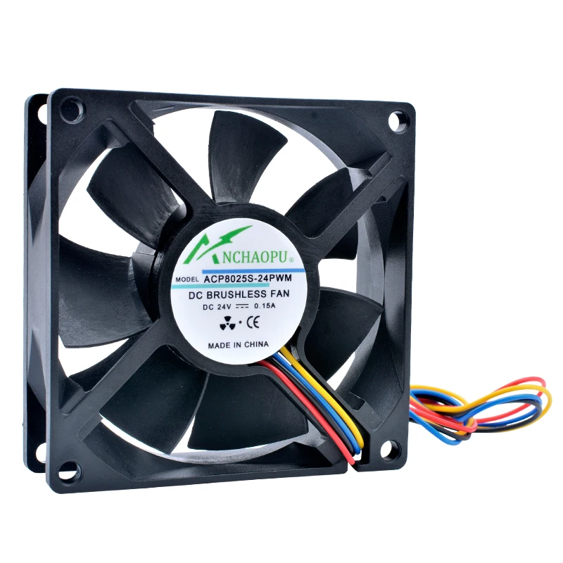 ACP8025S-24PWM ventilador de 8cm 80mm 80x80x25mm DC24V 0.15A 4 cables 4 pines pwm ventilador de refrigeración de control de velocidad para chasis de servidor inversor - imagen 4