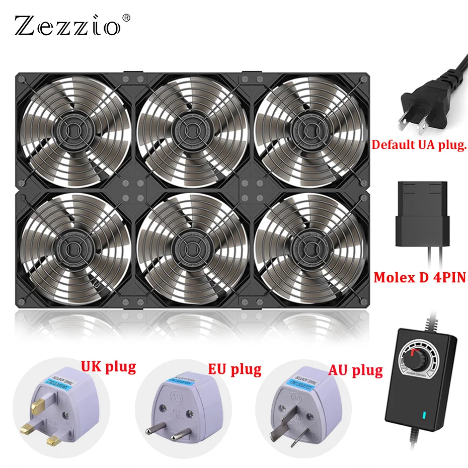 Zezzio-ventilador violento de 120mm, sistema de refrigeración de servidor de volumen de aire de alta velocidad, 3000RPM, 220V, btc, ventilador de máquina de minería, gabinete de estación de trabajo