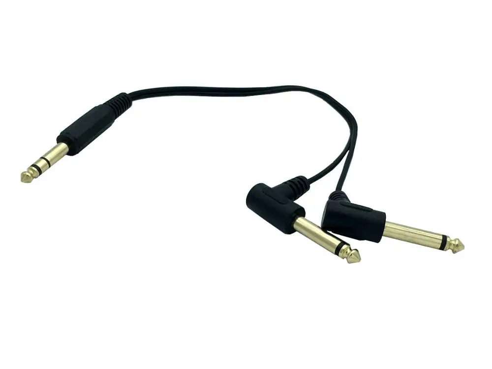 6,35 mm a 2 x 6,35 mm, chapado en oro 6,35 mm 1/4" TRS macho a doble 6,35 mm 1/4" TS macho mono cable de inserción adaptador de audio estéreo 1,5 m - imagen 5