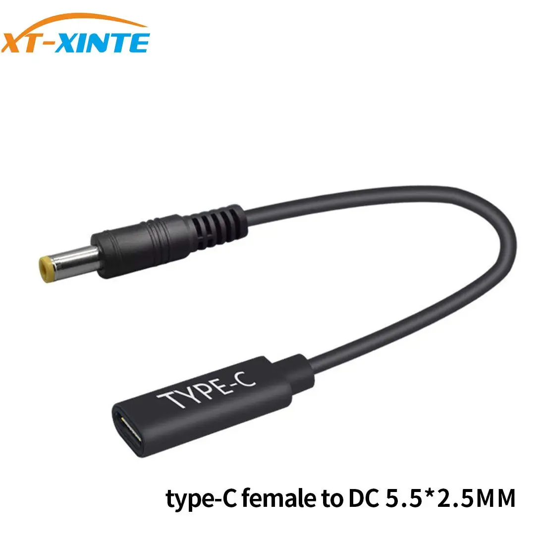 Cable de carga USB tipo C hembra a DC 5,5x2,5 5,5x2,1 macho, 15cm, 65W PD, disparador emulador, conector adaptador de cargador de portátil