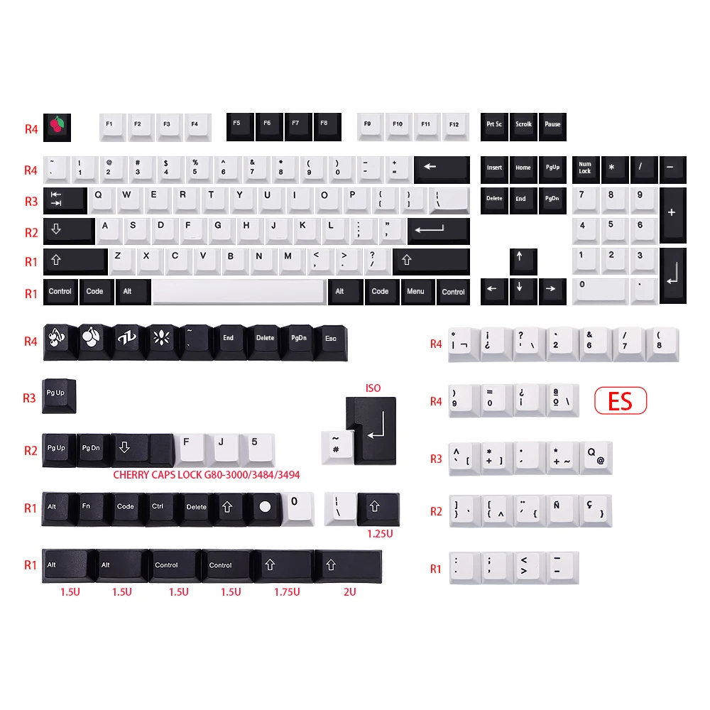 GMK-KEY teclas de sublimación de tinte perfil de cereza alemán francés italiano España Reino Unido ISO tapa de tecla para teclado TKL dz60 96 GMMK - imagen 4