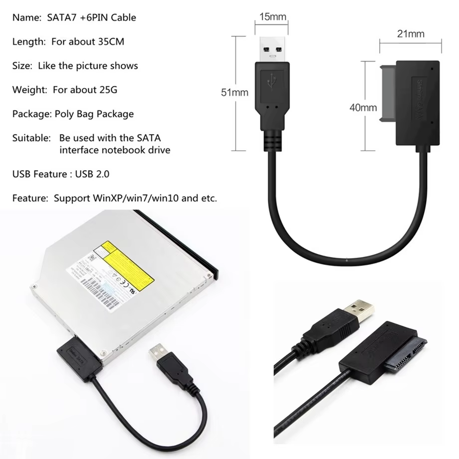 PzzPss Adaptador USB 2.0 a Mini SATA II para Caddy HDD - imagen 4