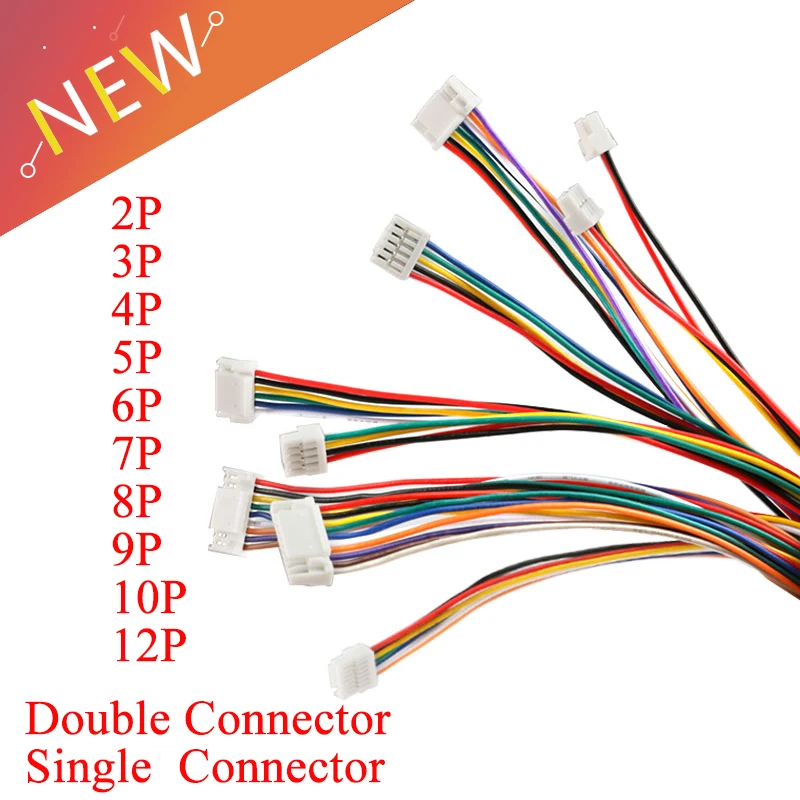 Conector de Cable Micro macho JST GH 1,25, 2P/3P/4P/5P/6 pines, 15CM, 28AWG, 5 unidades