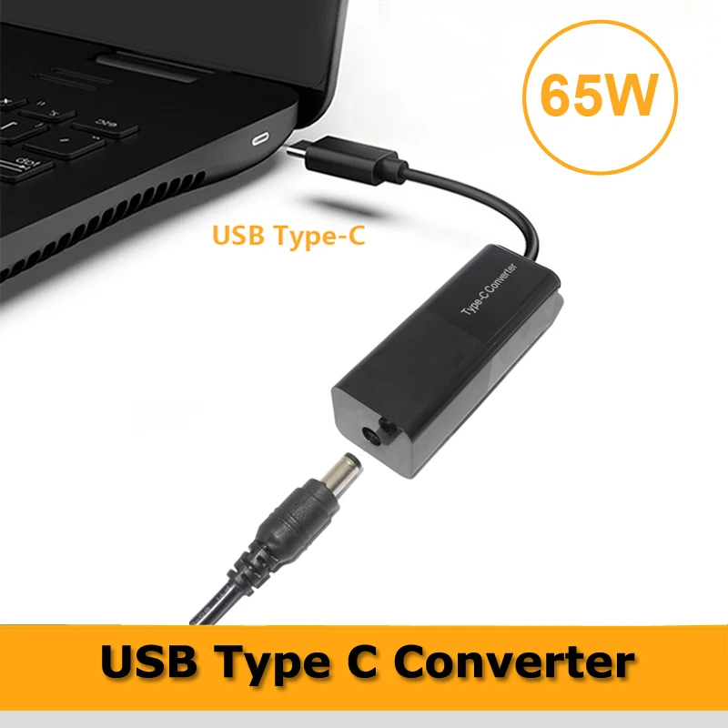 Adaptador de corriente Usb tipo C, enchufe macho de CC a 5,5x2,1, 4,0x1,7, 7,4x5,0, 4,5x3,0mm, adaptador hembra de 65W - imagen 3