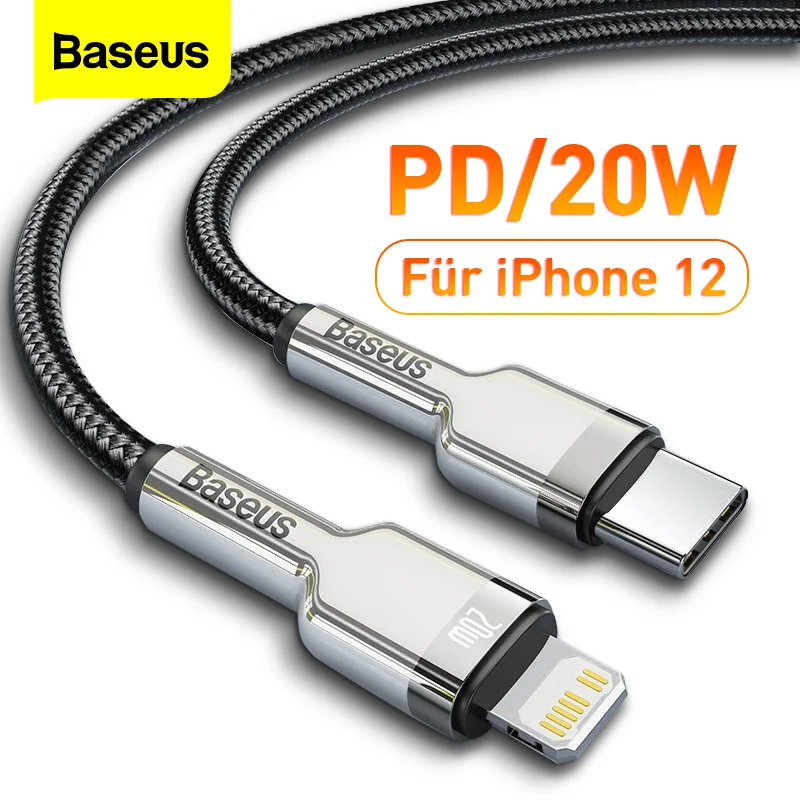 Baseus-Cable USB tipo C para móvil, cargador de carga rápida de 18W, PD, 20W, para iPhone 12, 11 Pro Max, X, Xr, Xs, iPad