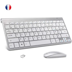 Combo teclado inalámbrico AZERTY francés y ratón silencioso multimedia