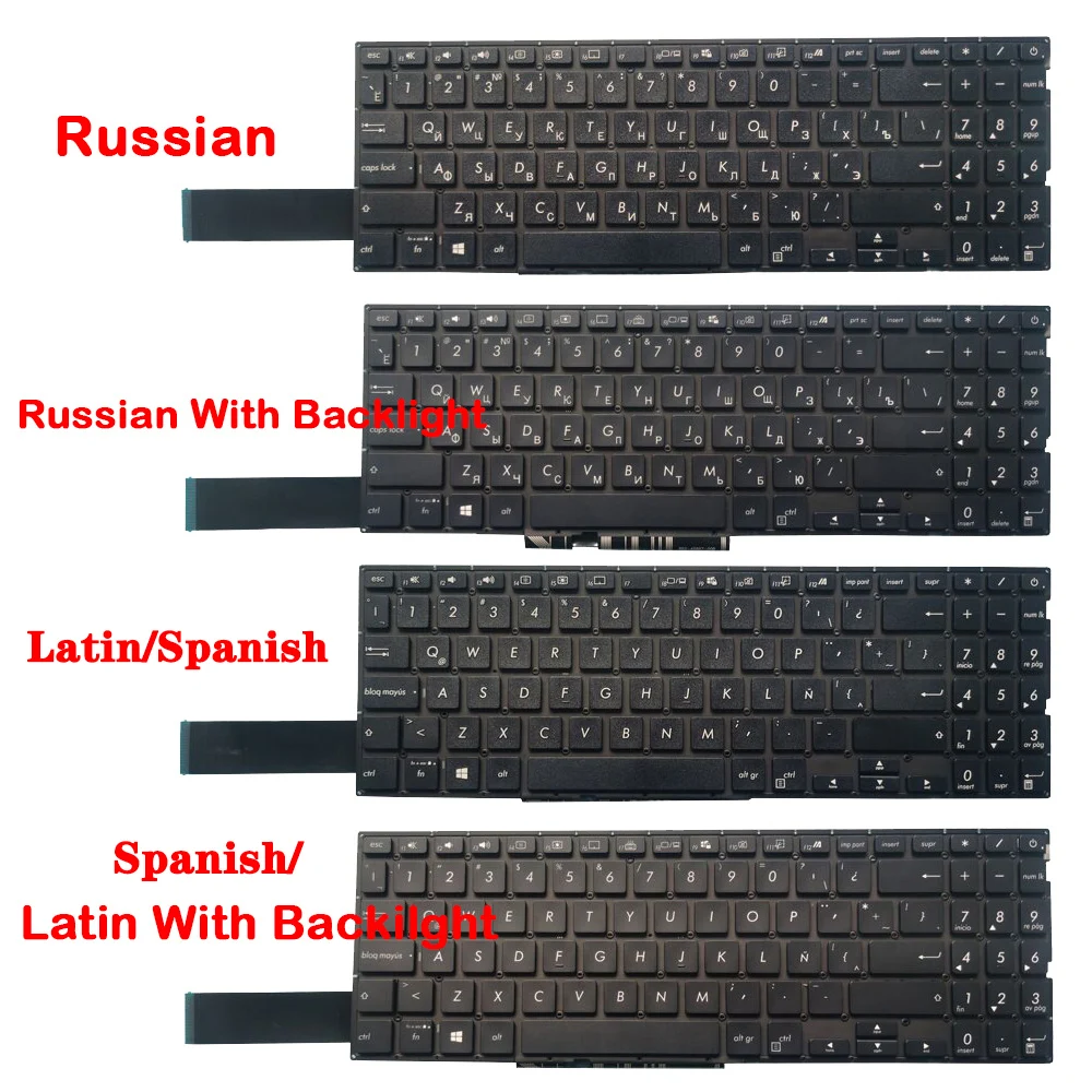 Teclado español para ordenador portátil SP/latino LA/ruso RU para ASUS Mars15 X571 X571G X571GT X571U X571F K571 K571GT F571 F571G F571GT VX60G