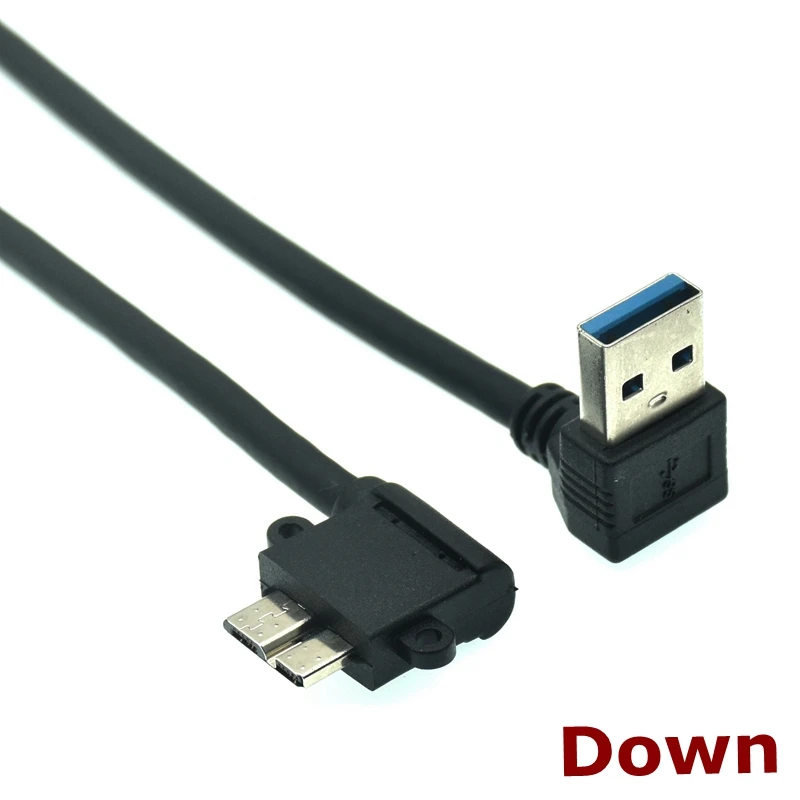 0 ° Cable Micro B de codo derecho de ángulo USB3.0 a Mi-cro B Adaptador de disco duro macho a macho USB 3,0 A macho a Micro 3,0 B macho - imagen 3