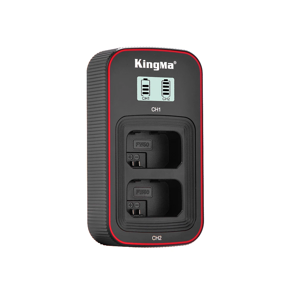 KingMa-cargador USB Dual LCD para batería de NP-FW50, accesorio para Sony ZV-E10, A7, A7II, A7S, A7R, A7RII, A6000, A6300, A6400, A6500, RX10M2, NEX-7