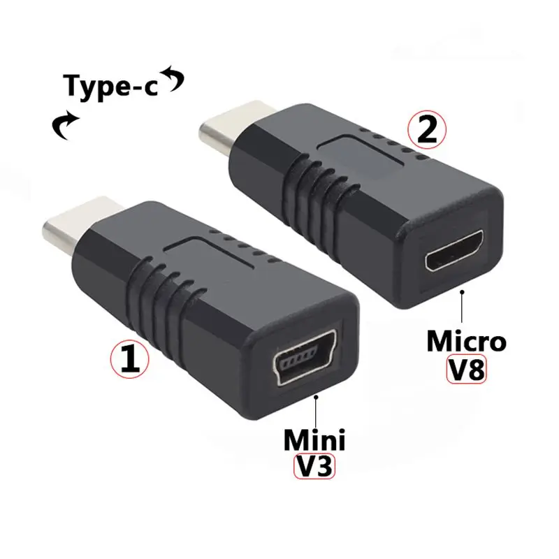 1 Uds adaptador USB C tipo C macho a Mini Micro USB 5 pines hembra adaptador de conector de puerto T