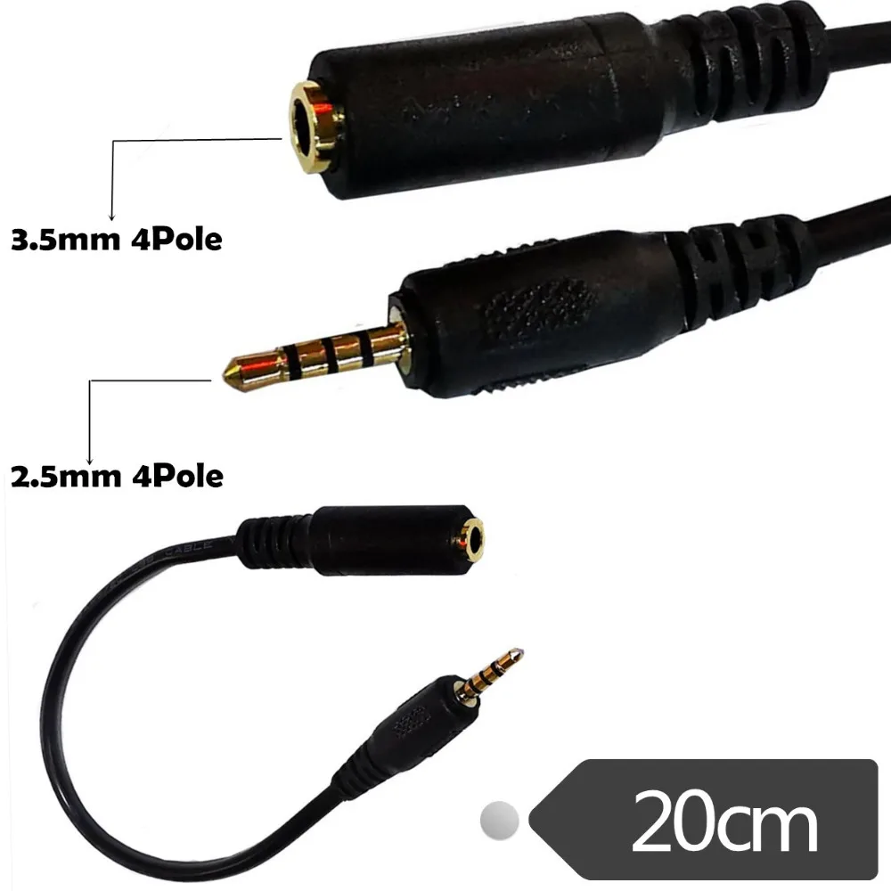 Enchufe macho de ángulo recto/recto de 2,5mm a conector hembra de 3,5mm, enchufe estéreo AUX Audio TRS, adaptador de corriente CC, longitud del Cable convertidor - imagen 4