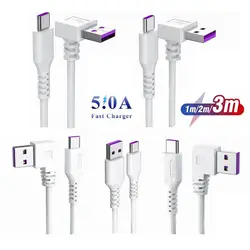 Cable USB-C 5A Carga Rápida – Conector Angular 90° Blanco