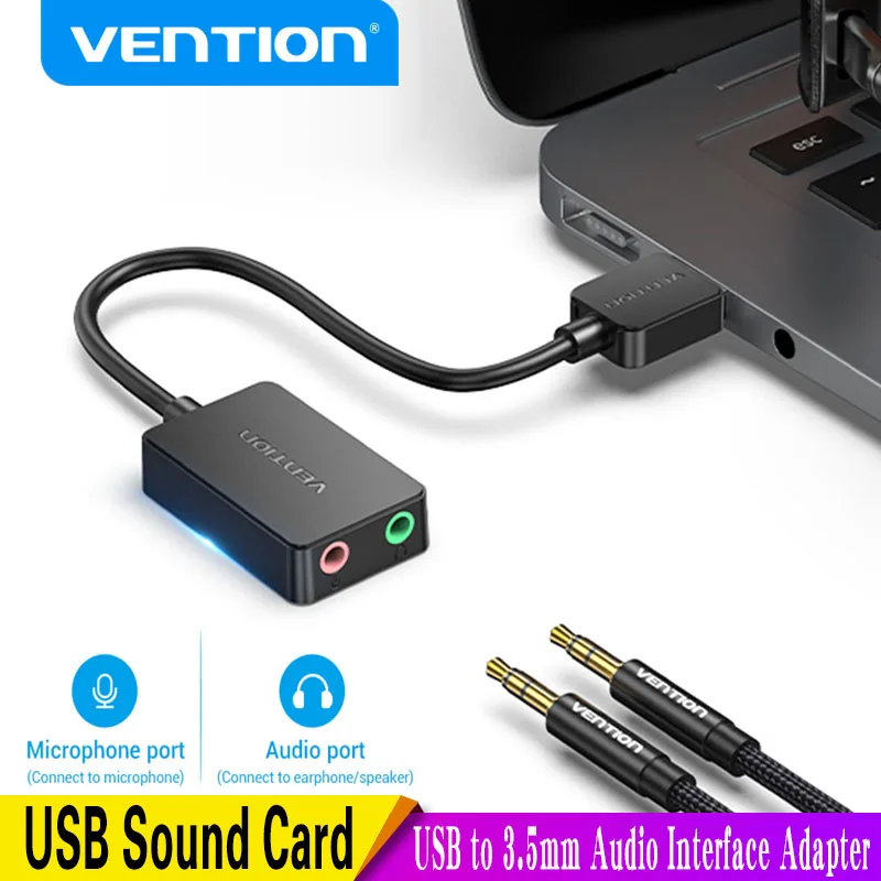Vention Tarjeta de Sonido USB a 3,5mm – Adaptador Externo PC PS4