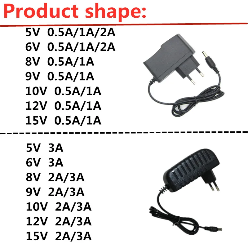 Adaptador de corriente Universal para tiras de luz LED, fuente de alimentación de AC 110-240V, DC 5V, 6V, 8V, 9V, 10V, 12V, 15V, 0.5A, 1A, 2A, 3A - imagen 3