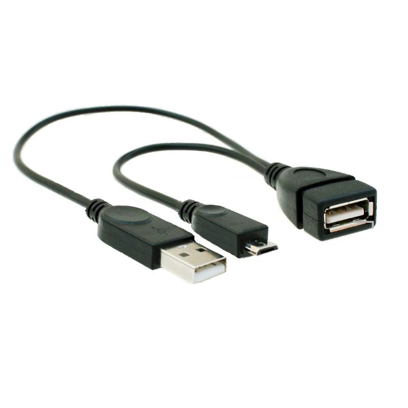 90 Grad Abgewinkelt Micro USB Stecker Auf USB Usb-buchse Host-otg Kabel mit USB Power Enhancer Hub Adaptador Y Splitter - imagen 4