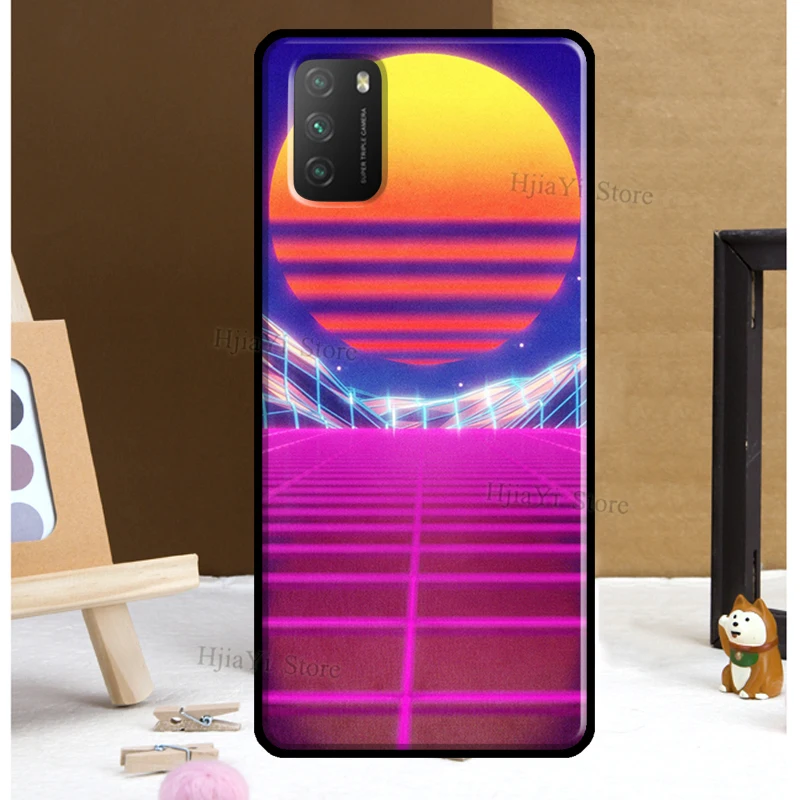 Neon Retrowave 80s funda de arte vintage para POCO F3 M4 M3 X4 GT X3 Pro funda para Xiaomi Mi 12 Pro 12X Mi 11 Lite 10T 11T Pro - imagen 5